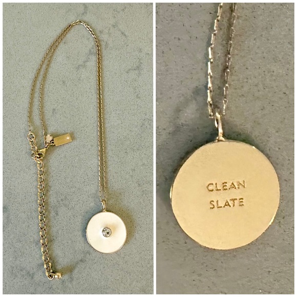 Kate Spade Idiom Reversible Necklace - Clean Slate gold white circle coin - Picture 3 of 16